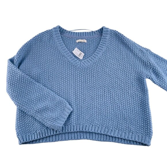 PacSun L.A. Hearts Womens Blue V-Neck Knit Sweater size Large NWT Acrylic - Picture 1 of 5